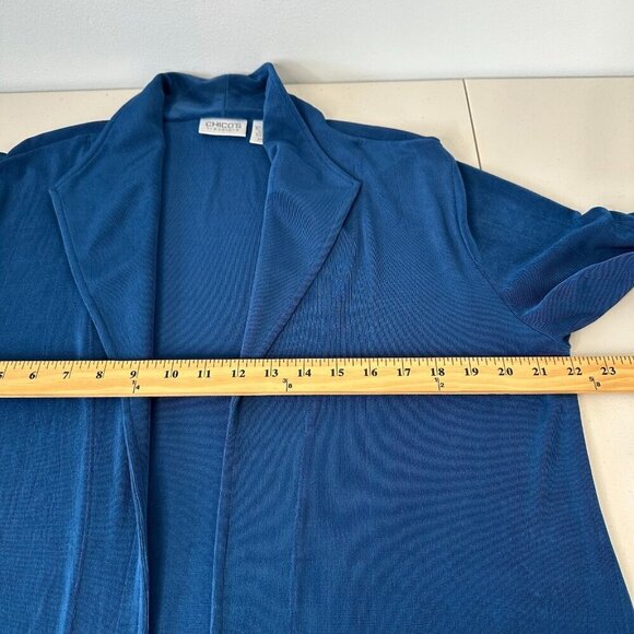 Chicos Travelers Cardigan Size XL Blue Slinky - Picture 8 of 10